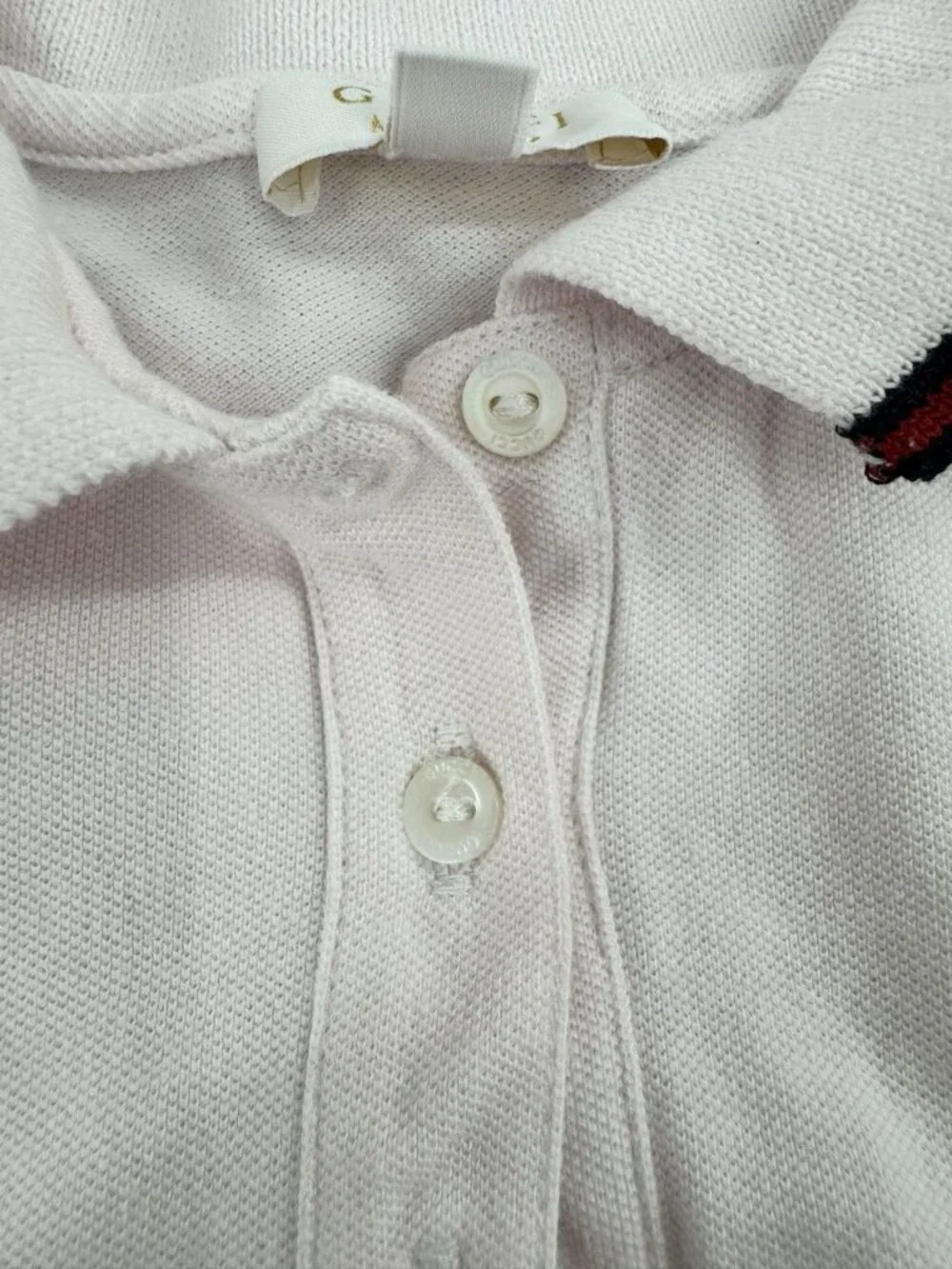 Gucci Baby Girl Light Pink Dress with Navy and Burgundy Trim Size 12M-18M